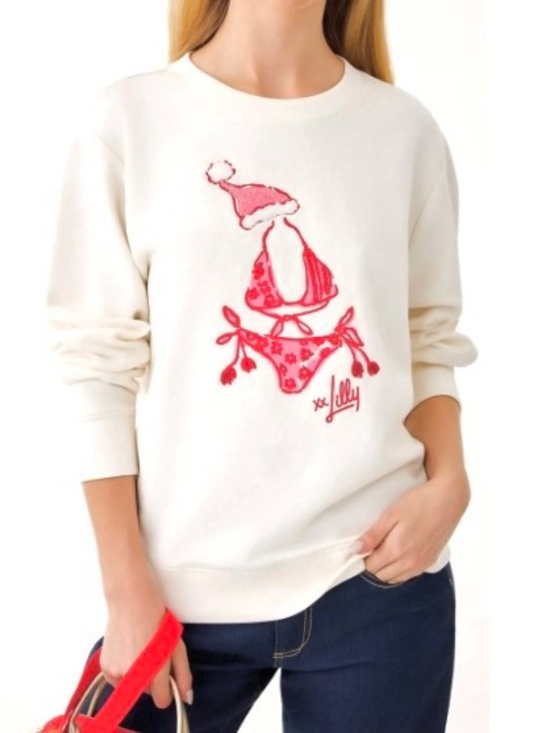 Lilly Pulitzer Tops - Ballard Cotton Sweatshirt Color: Coconut Festive Frocks Embellishment XXL